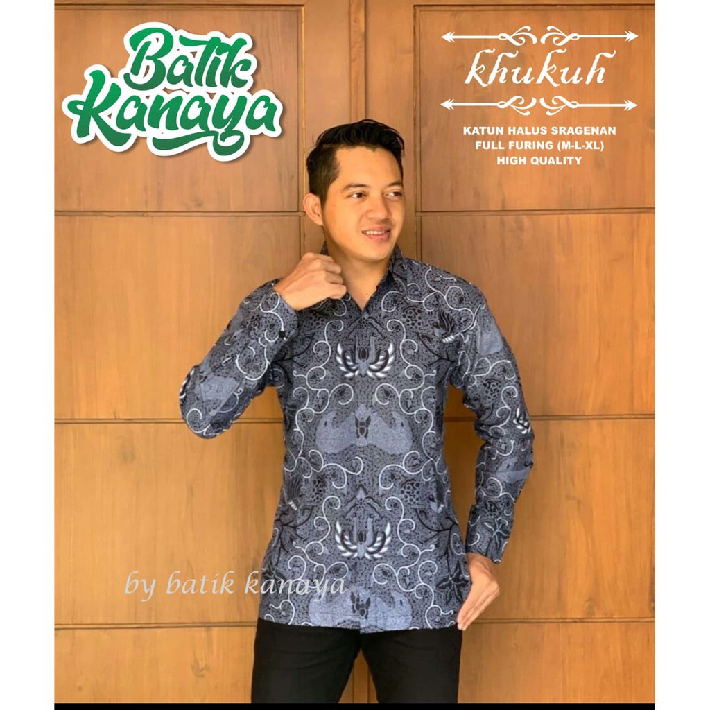 KHUKUH Baju Kemeja Batik lengan Panjang FULL FURING Batik Pria Solo Batik kanaya