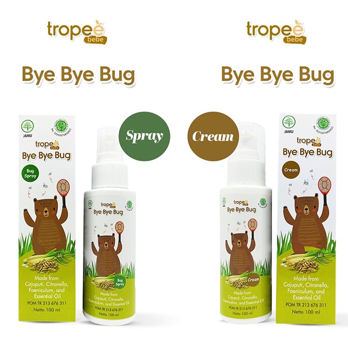 Tropee Bebe Bye Bye Bug Cream and Spray/ Lotion Anti Nyamuk Anak/ Anti Nyamuk Bayi Lotion Spray Tropee Bebe