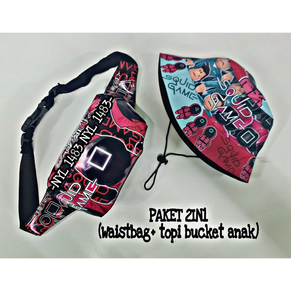 Paket 2in1 TAS PINGGANG &amp; TOPI ANAK LAKI-LAKI /WAITSBAG ANAK /TAS BAHU ANAK KARAKTER TERBARU