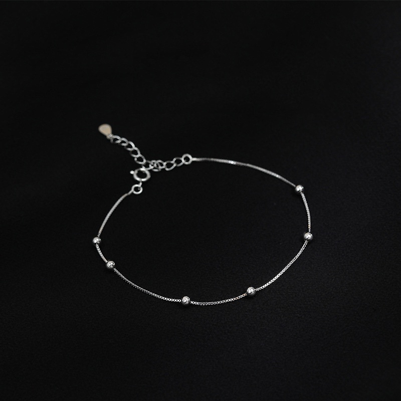 We Flower Gelang Rantai Manik-Manik Kecil Bahan s925 Silver Gaya Korea Untuk Wanita