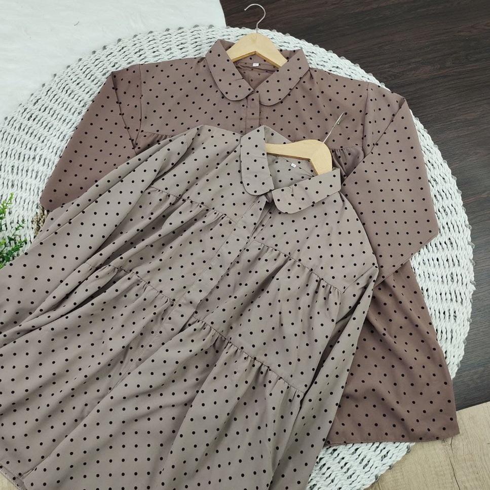 Terbaru TKIHU ATASAN BLOUSE BLUS REMPEL POLKADOT LD 110 120 130 140 150 JUMBO BIGSIZE OVERSIZE (C0D)