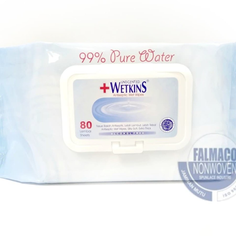 TERMURAH TISSUE BASAH ANTISEPTIK WETKINS 80 SHEET MURAH FLIP TOP ALCOHOL FREE