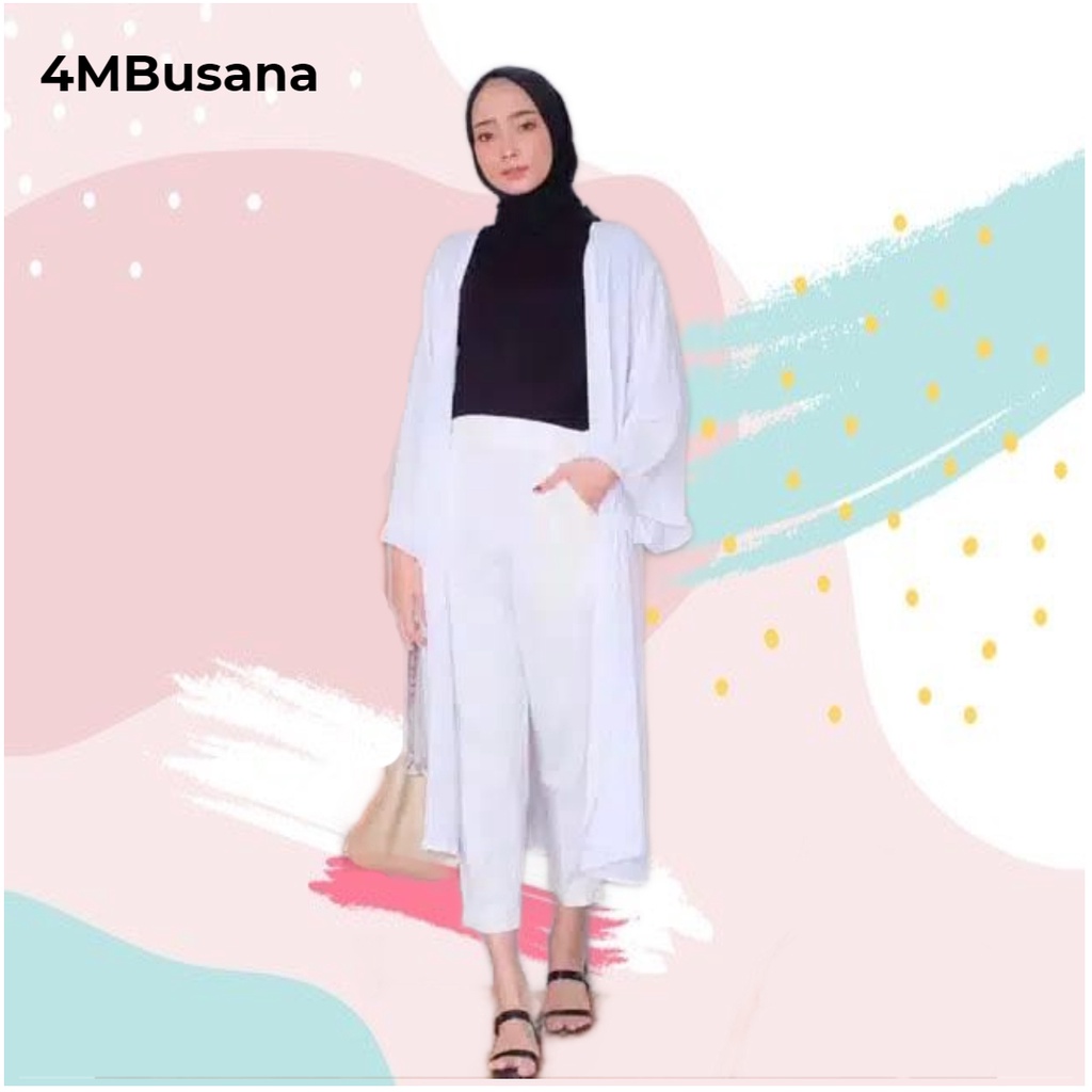 Kardigan Cardygan Cardigan Korea Style Korean Panjang Long Wanita Oversize Warna Putih