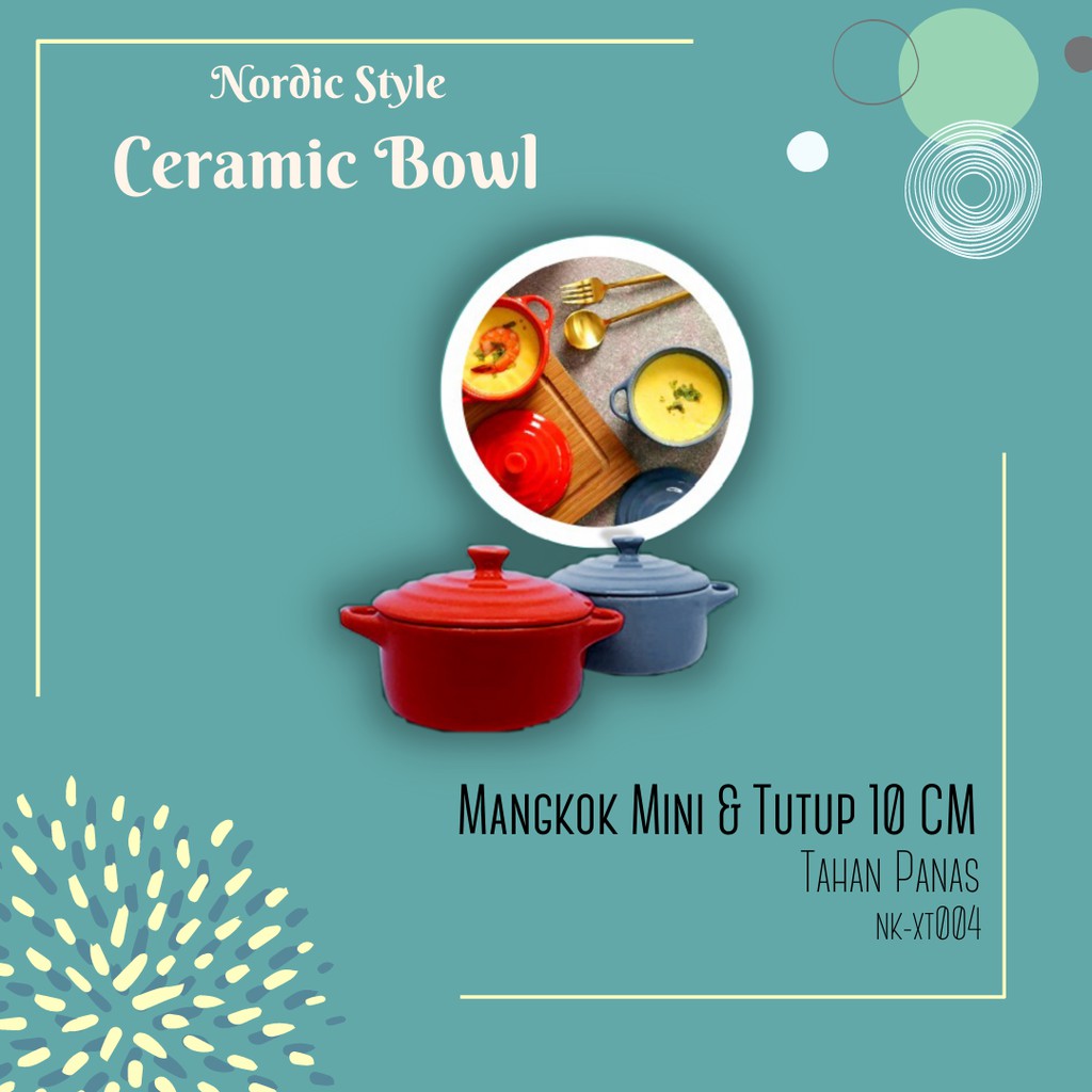 MANGKOK MINI & TUTUP KERAMIK 10 CM [NK-XT004] Mangkok Saji Nordic Style Bahan Keramik Tahan Panas