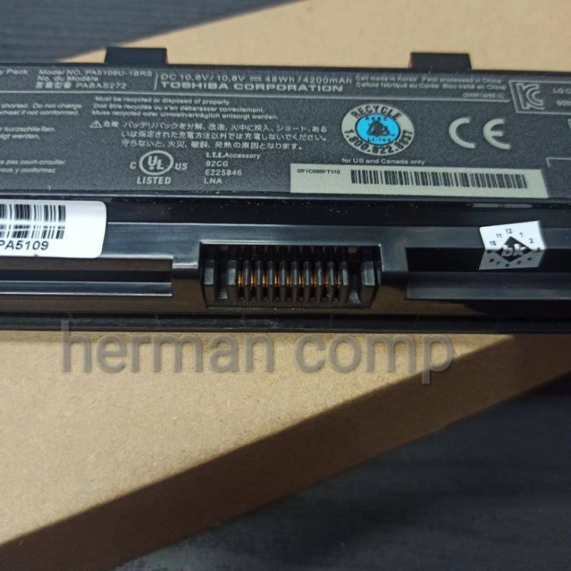 Original Baterai Toshiba Satelite PA5108U-1BRS, PA5109U-1BRS PABAS272 PABAS260