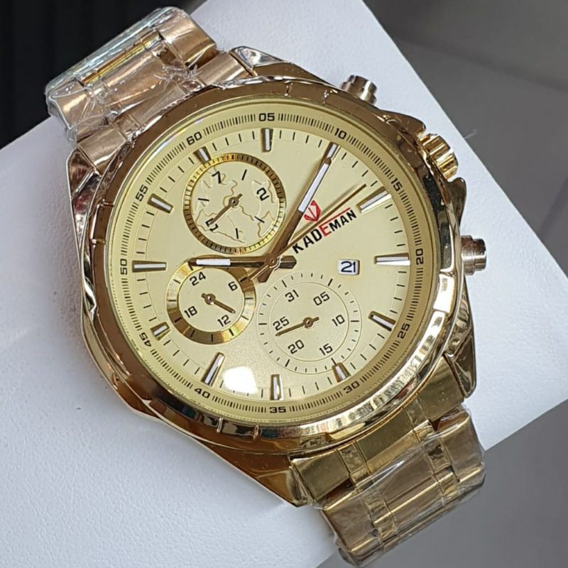 Terbaru 2021 Jam Tangan Pria Kademan Chronograph Water Resistant Rantai Stainless Steel Original