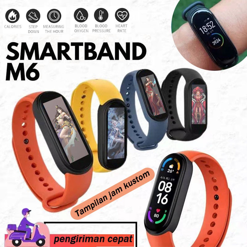 GARANSI✅Smartwatch Custom wallpaper Kontrol musik Pengukuran detak jantung / tekanan darah smartband Sport Waterproof Jam Fitness Tracker Wristband Pedometer