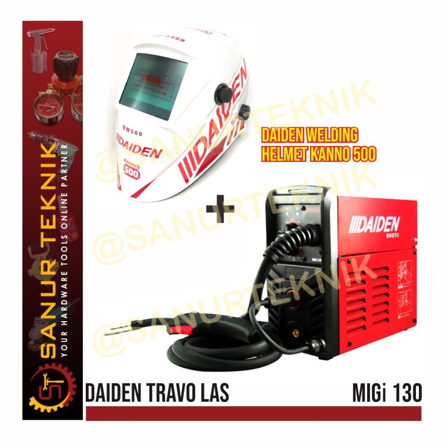 PAKET DAIDEN MIG 130 TRAVO LAS CO2 + HELM LAS DAIDEN