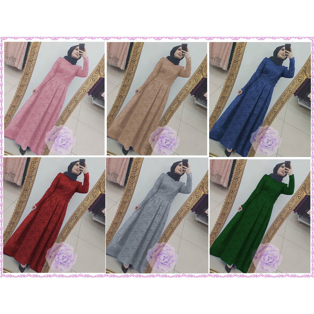 Gamis Premium Nara Brukat Cord Tulang Tebal Real Pict dIjamin !!