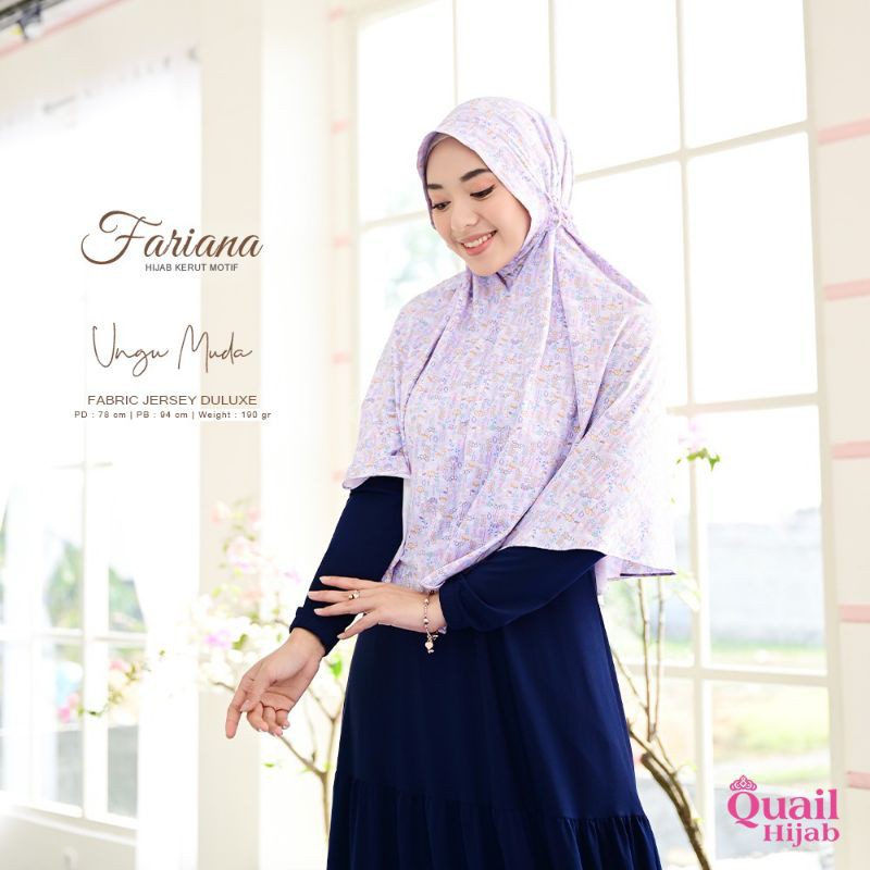 Jilbab Instan kerut Motif Quail model Fariana