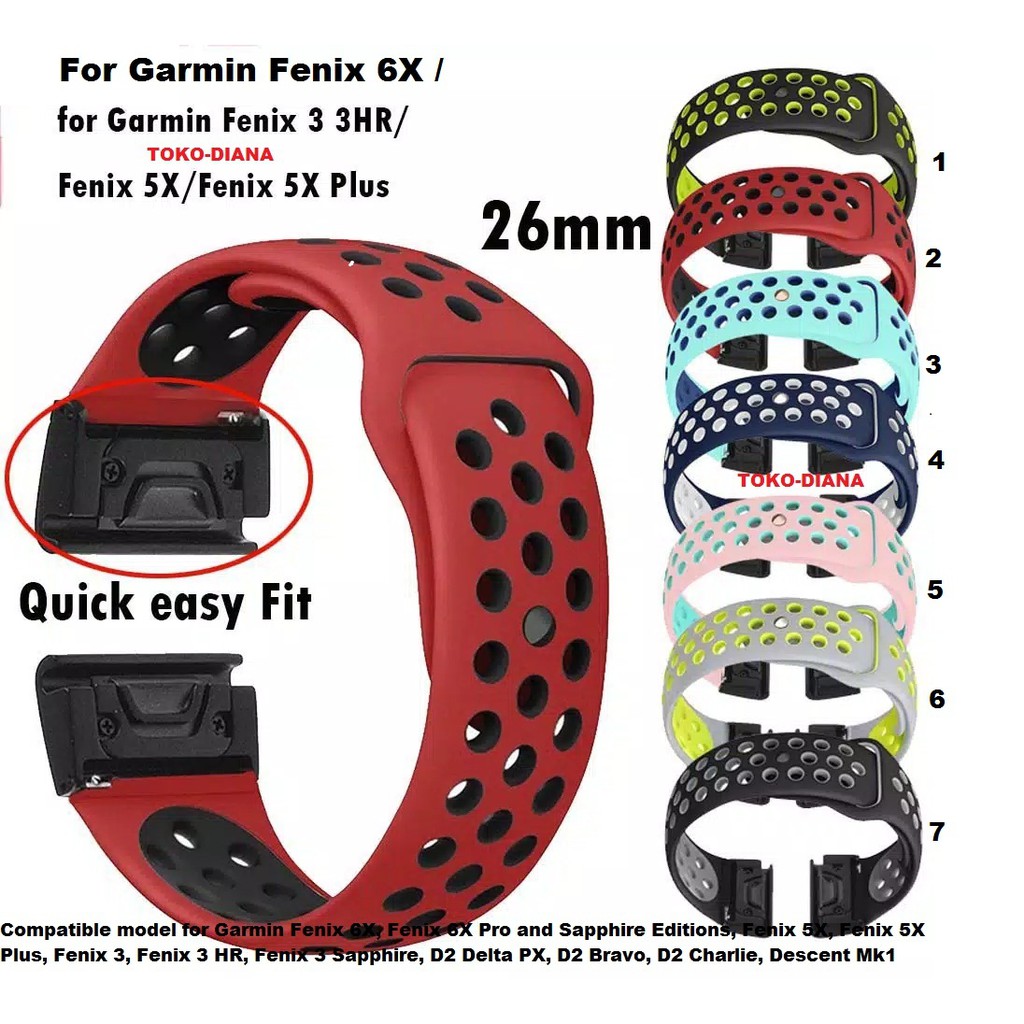 Strap Garmin Fenix 5X / 6X Sport Rubber Band Tali Jam Tangan Karet