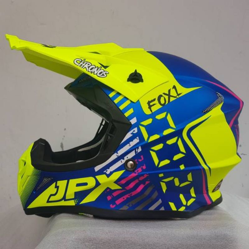 HELM JPX CROSS X23 CHRONOS BLUE DOFF HELM CROSS JPX BIRU DOFF HELM TRAIL HELM MOTORCROSS SUPERMOTO