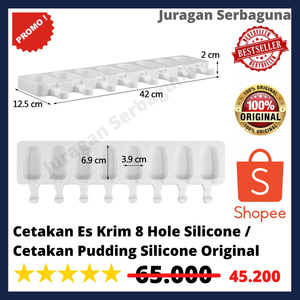 Cetakan Es Krim 8 Hole Silicone / Cetakan Pudding Silicone Original