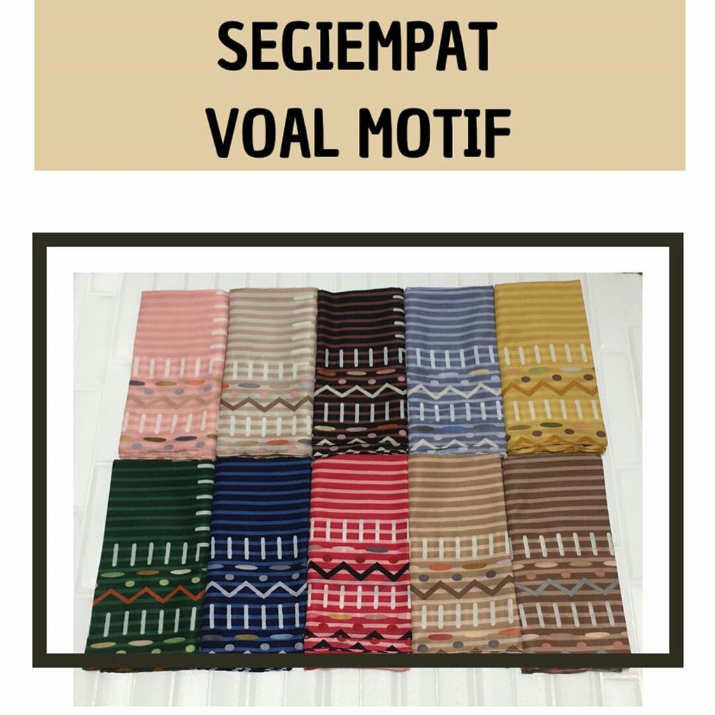 HIJAB SEGIEMPAT VOAL MOTIF HIJUB PANDA JOMBANG