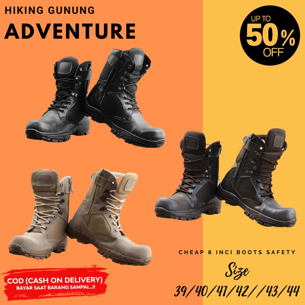 Sepatu Safety Boots Pria Cheap Tinggi 8 Inci Ujung Besi Tactical Cordura Gurun Kerja Laki Dewasa