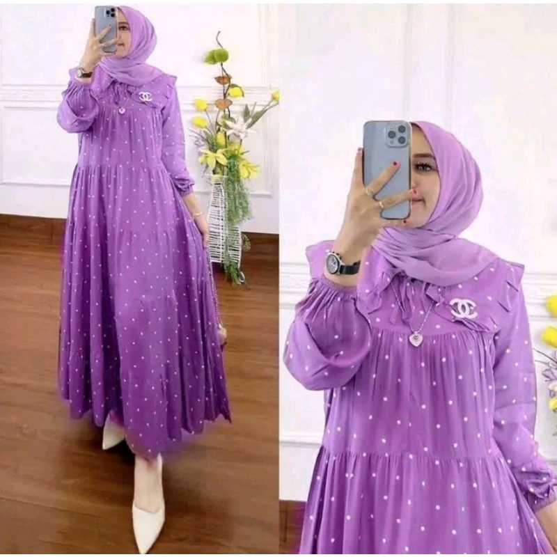 DRES MIDI SUSUN REMPEL WANITA TERBARU 2022/DRES POLKADOT/ DRES POLOS/ DRES KEKINIAN 2022 /DRES BUSUI
