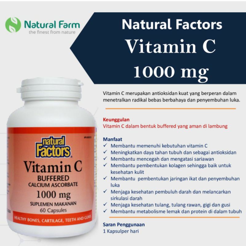 ORIGINAL Natural Factors Vitamin C Buffered 1000mg 60s BPOM / Natural Factors Vitamin C / LEDI MART