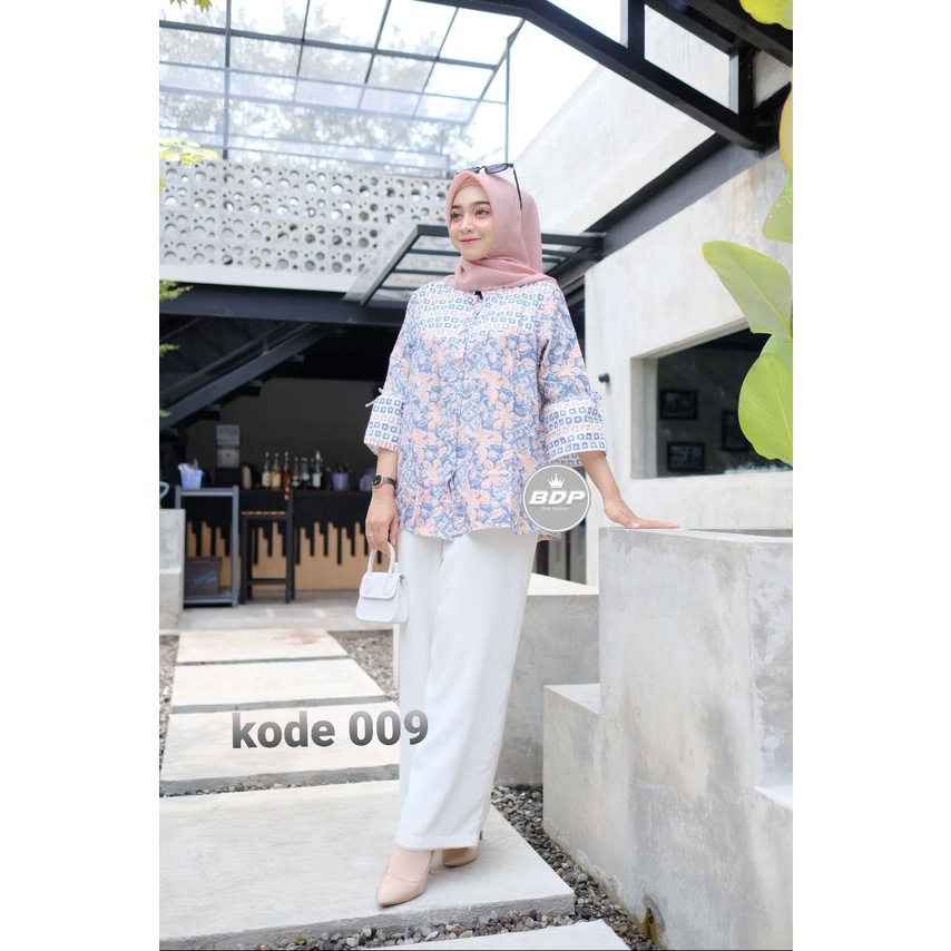 tey-17 Batik wanita ASJ SA HRB026 Kenongo Kemeja Tosca Pendek-1