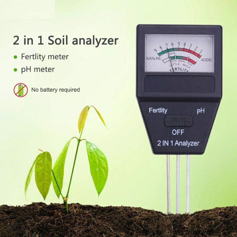 Soil 2in1 ph fertility meter kesuburan tanah npk test tester
