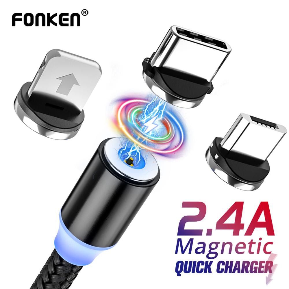 

FONKEN Magnetic USB Type C Magnet Charger Cable for iPhone Android Fast Charging 360 Round Cord
