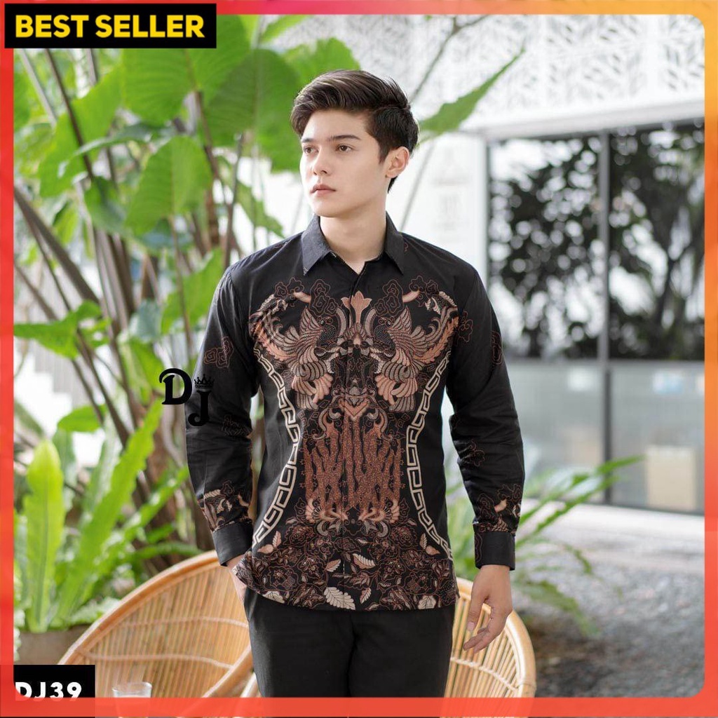 Batik Pria Lengan Panjang BATIK NAKULA HRB026 motif KERATONAN Kode 002 size M L XL XXL Reguler