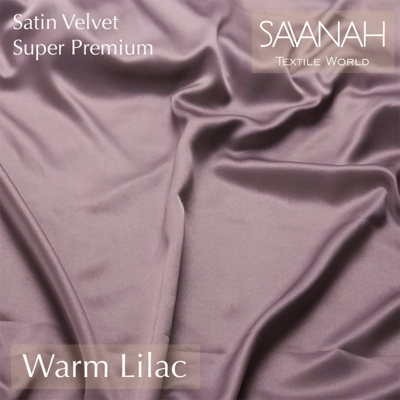 1 meter Kain Satin Velvet SUPER PREMIUM / Sateen Velvet Premium Dress hijab Gamis PASTEL-Warm Lilac
