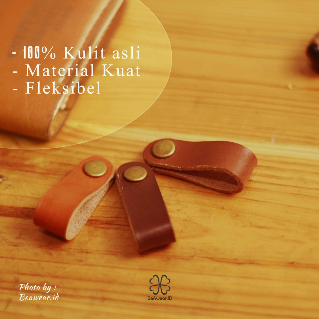 klip kabel kulit asli / leather cable clips / leather cable organizer