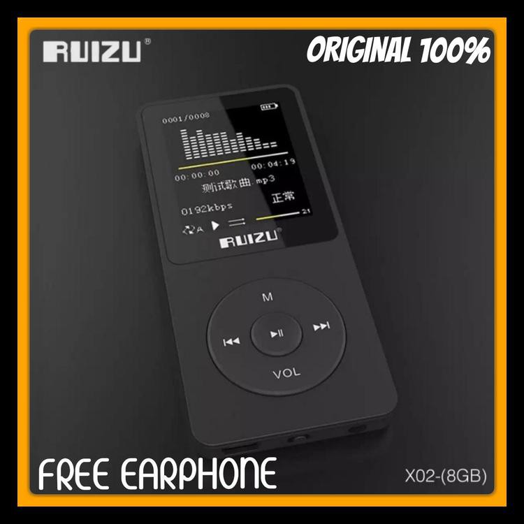 Ekslusif Mp3 Player Ruizu X02 Hifi Dap Radio Fm Wav Wma Original Ruizu X02 Ori - Hitam Sale