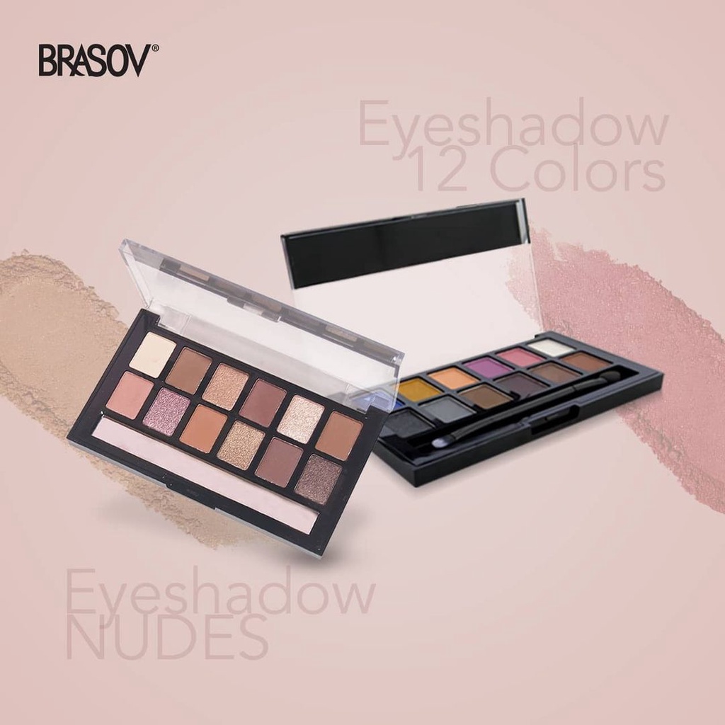 ⭐BAGUS⭐ BRASOV Eyeshadow Pallete Nude Mix 12 Colors | Make Up Matta Shimmer Matte bagus2929