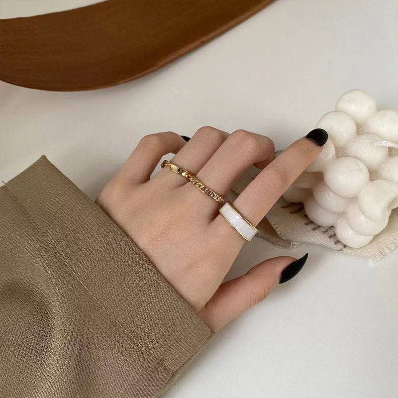 MORYMOSHI C13 Cincin Wanita 3 pcs Warna Gold Fashion Korea