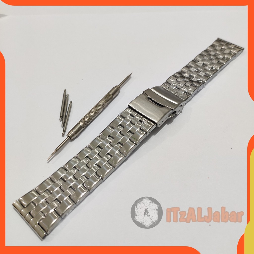 Tali jam tangan Rantai lurus 22mm Stainless steel strap Silver B807