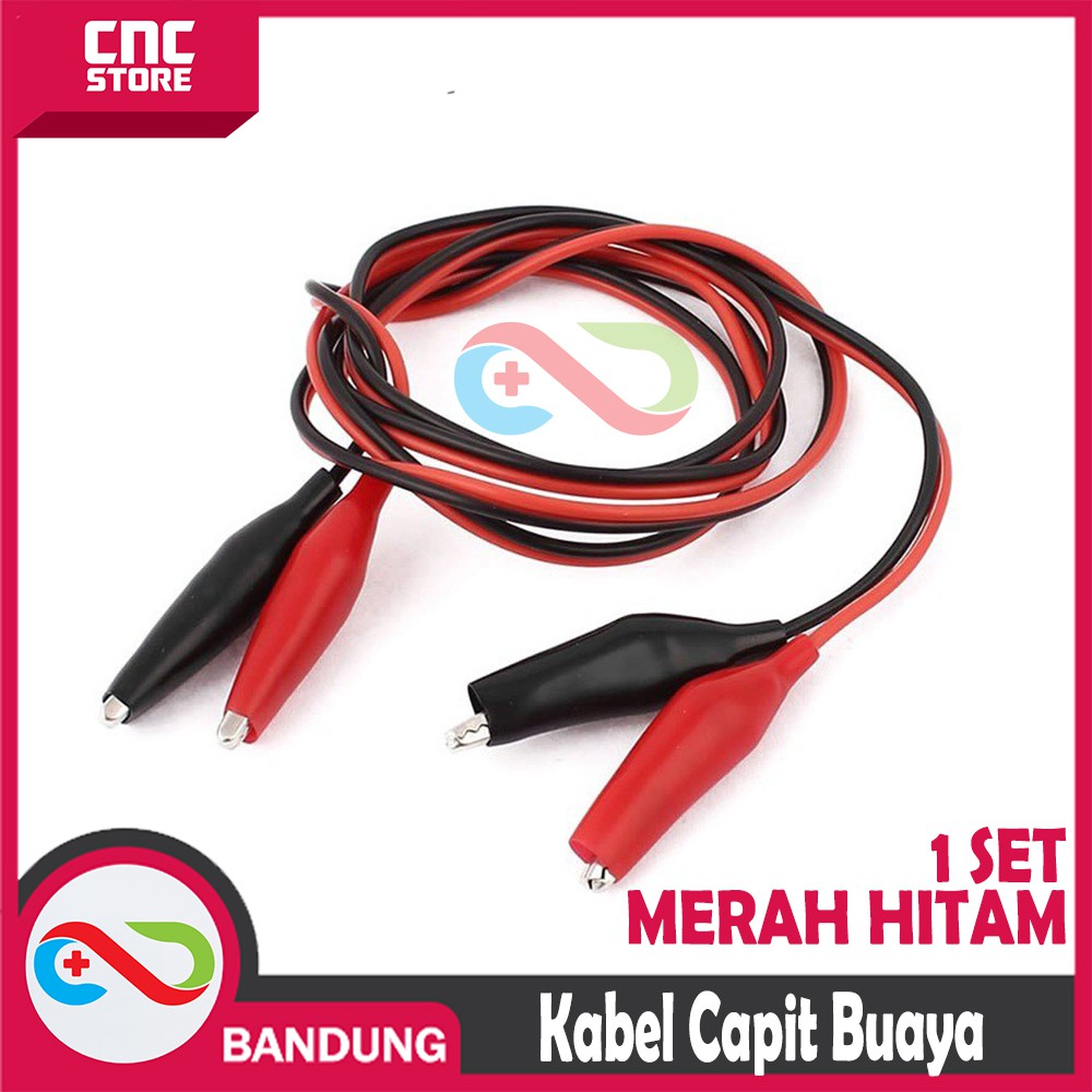 KABEL CAPIT BUAYA TO CAPIT BUAYA 1 SET MERAH &amp; HITAM 1 METER