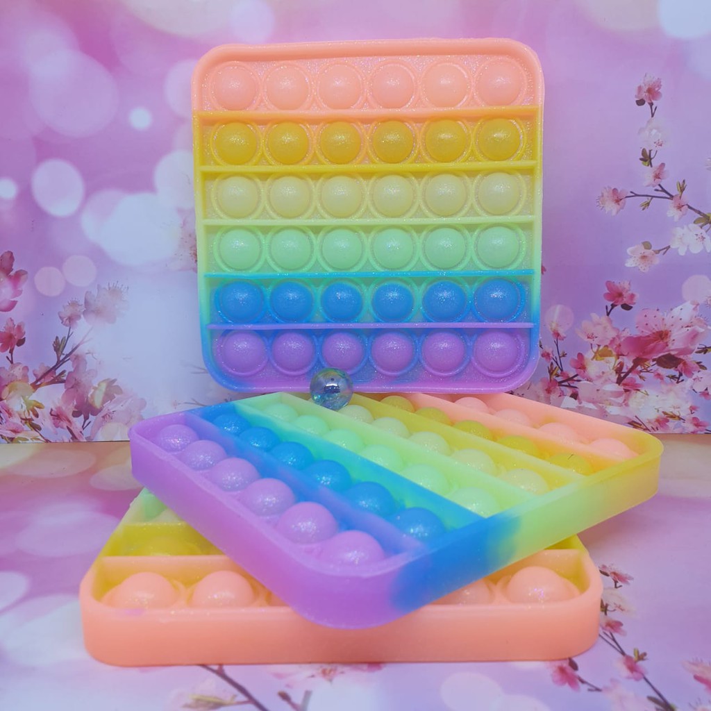 8T NEW FIDGET POP IT MURAH POP IT RAINBOW POP IT VIRAL TIKTOK-KOTAK RAINBOW GLITER