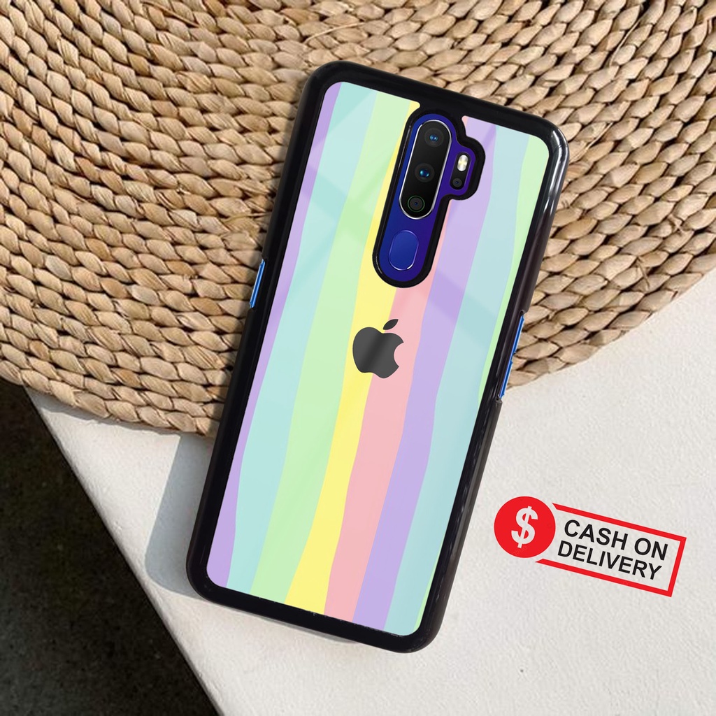 ROU Case OPPO A5 A9 2020- Casing OPPO A5 A9 2020 - Fashion Case APPLE RAINBOW - APPLE R - Case Hp - 