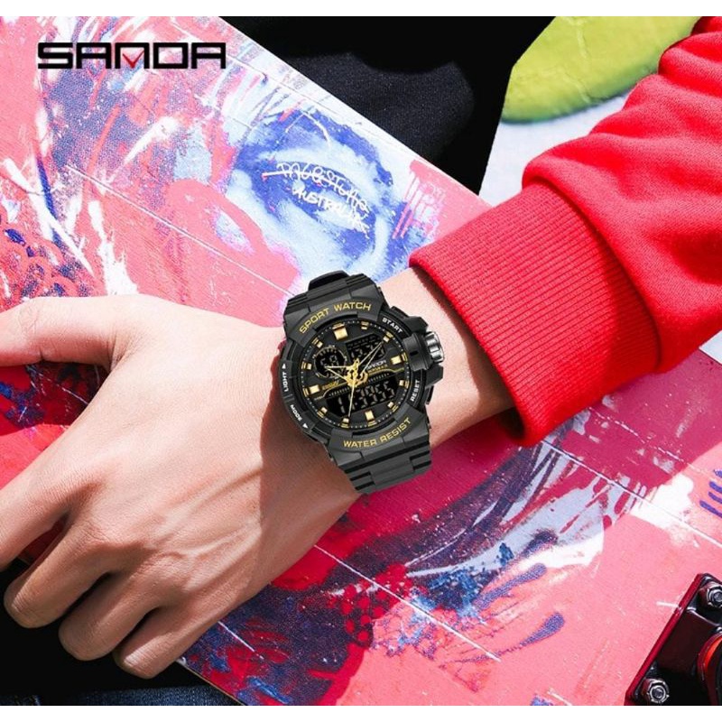 TERVIRAL! JAM TANGAN S6025 Jam Tangan Pria Digital Analog Dual Time Tali Rubber Chronograph