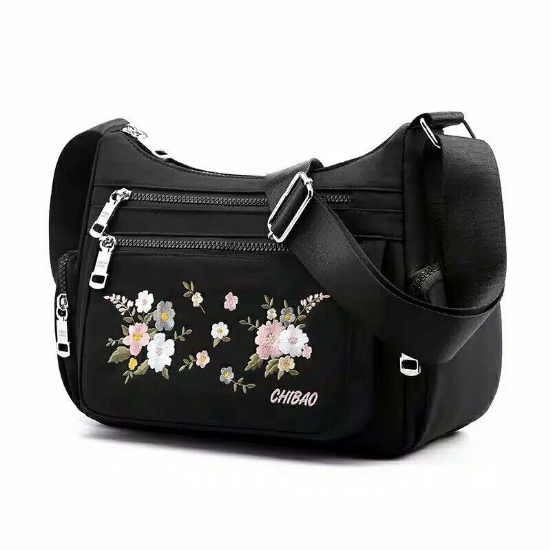 Original Tas Wanita Import Jinjing dan Selempang CHIBAO Bordir Bunga Super