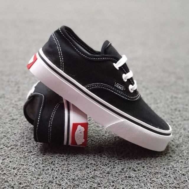 CAKO STORE OFFICIAL , SEPATU ANAK VANS AUTHENTIC HITAM PUTIH TALI KIDS SEPATU ANAK SEKOLAH BLACK WHI