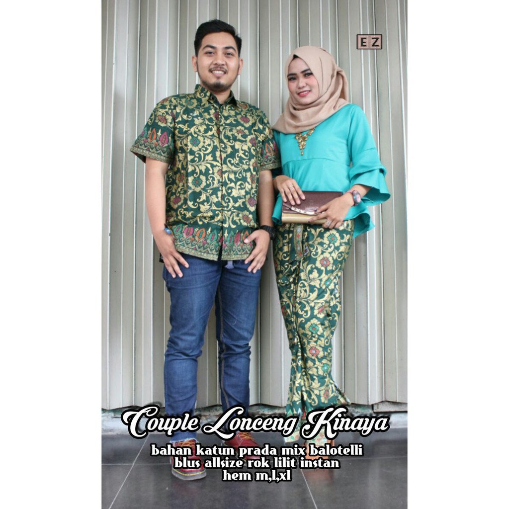Sarimbit Batik Anggun Couple lonceng Kirana - Warna Merah, Tosca, Hitam, Biru, Kuning - M L XL