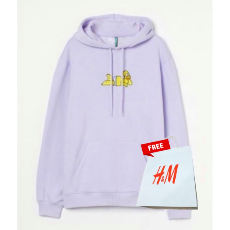 Hoodie H&amp;m The Simpsons Papa Lilac Purple HnM Wanita Cewek Pria Free Paper Bag