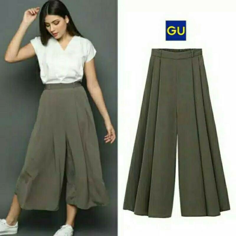 UNIQLO GU KULOT PANJANG ORIGINAL-Pallazo-olive