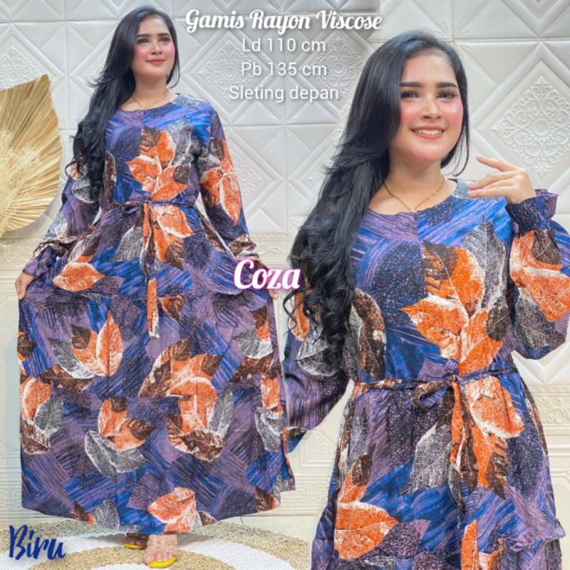 Gamis Rayon Viscose Motif Daun / Coza Batik