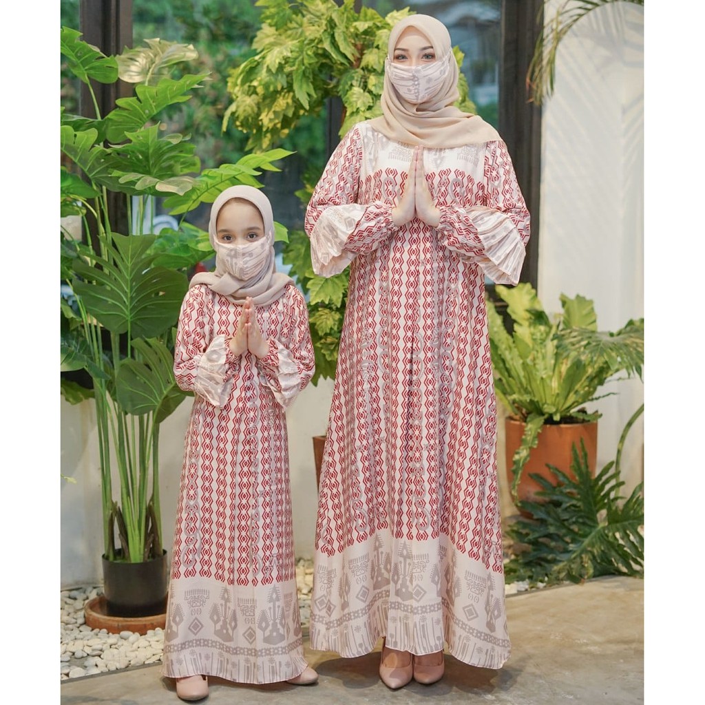 Gamis Wanita Kia Maxi Motif | Fashion Muslim Wanita | Dress Muslim Wanita Busui Friendly All Size-Kia Dusty (dewasa)