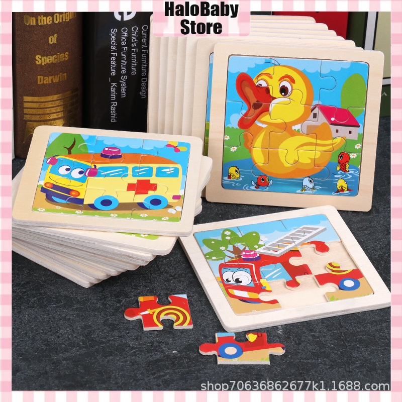 Halo Baby Store puzzle kayu anak mainan edukasi puzzle motif hewan lucu