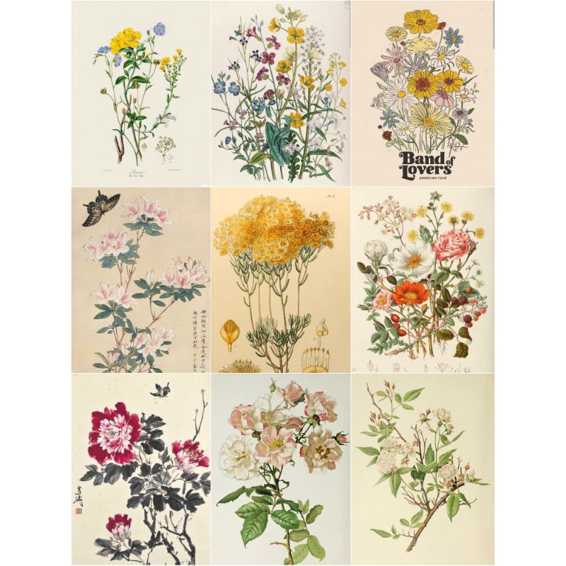 

27 kertas vintage dekorasi bunga retro bujo scrapbook paper journal