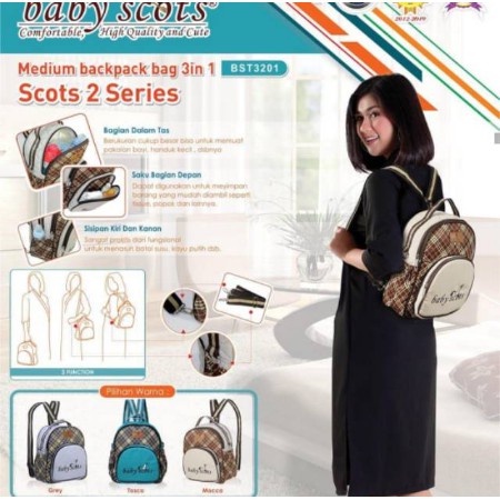 Baby Scots Medium Backpack 3in1 BST 3201 / Tas Ransel Baby