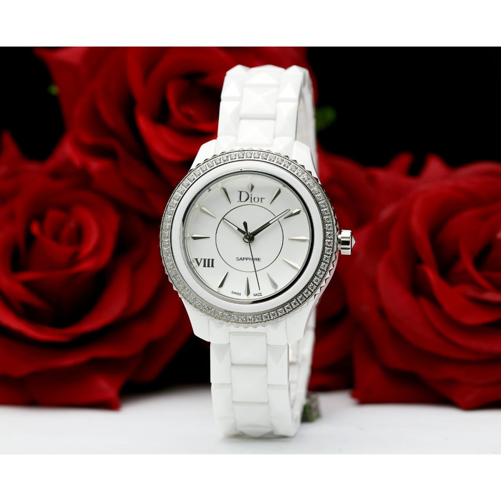 Jam Tangan Wanita Cewek Perempuan Dior Keramik Tali Rantai Keramik