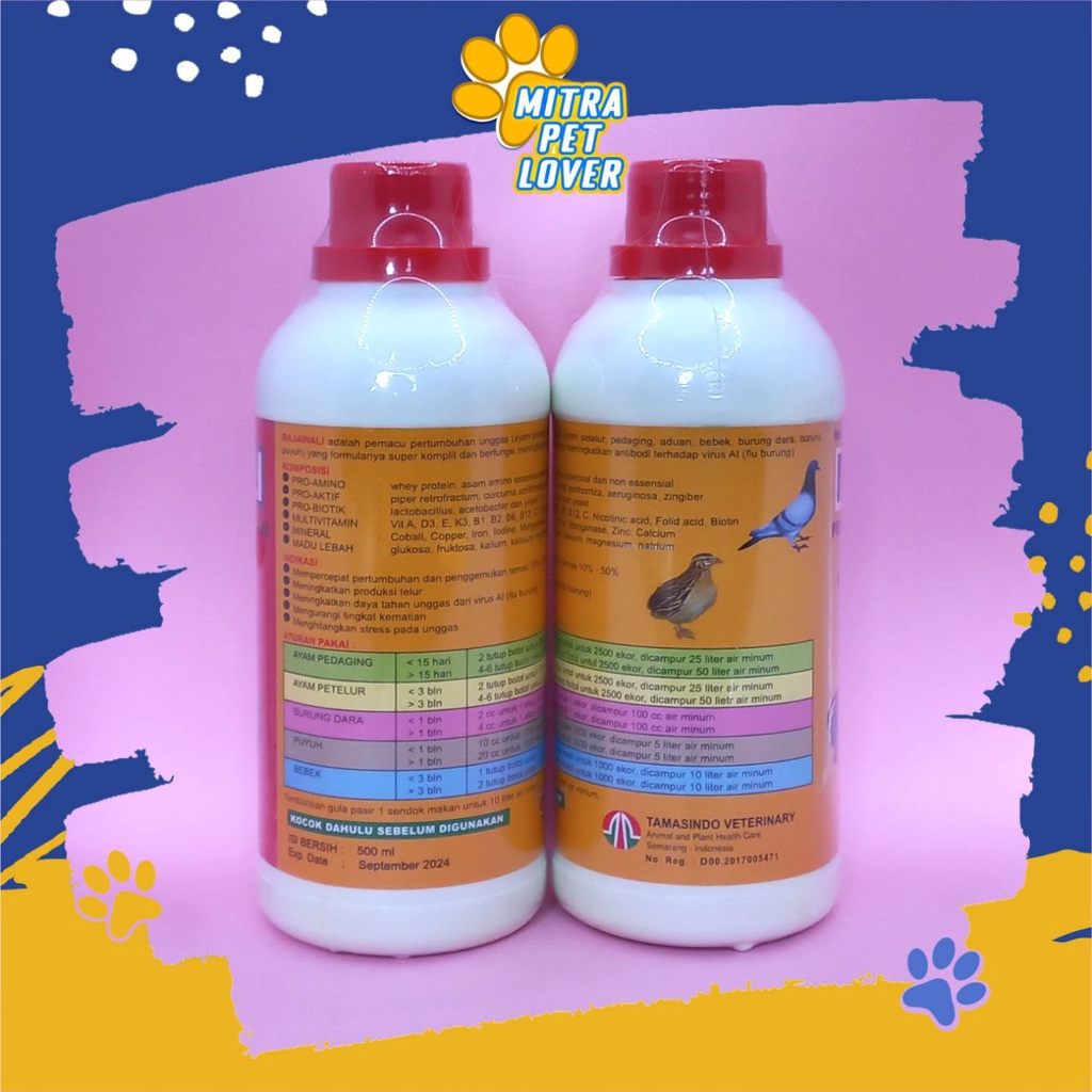 OBAT PEMACU PERTUMBUHAN UNGGAS - RAJAWALI 500 ML ORIGINAL - PACU TUMBUH AYAM PEDAGING TELUR BEBEK BURUNG - CEPAT BESAR - AMPUH AMAN - PET ANIMAL BIRD DUCK CHICKEN - MURAH ASLI GARANSI KUALITAS - TAMASINDO OBAT &amp; VITAMIN SUPLEMEN TERNAK HEWAN MITRAPETLOVER