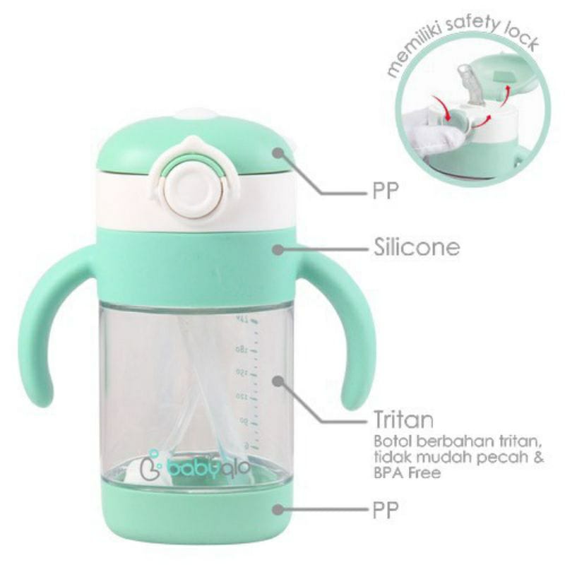 Babyqlo Koala Baby Straw Cup With Handle 300ml BQ-7004 - Botol  Minum Anak