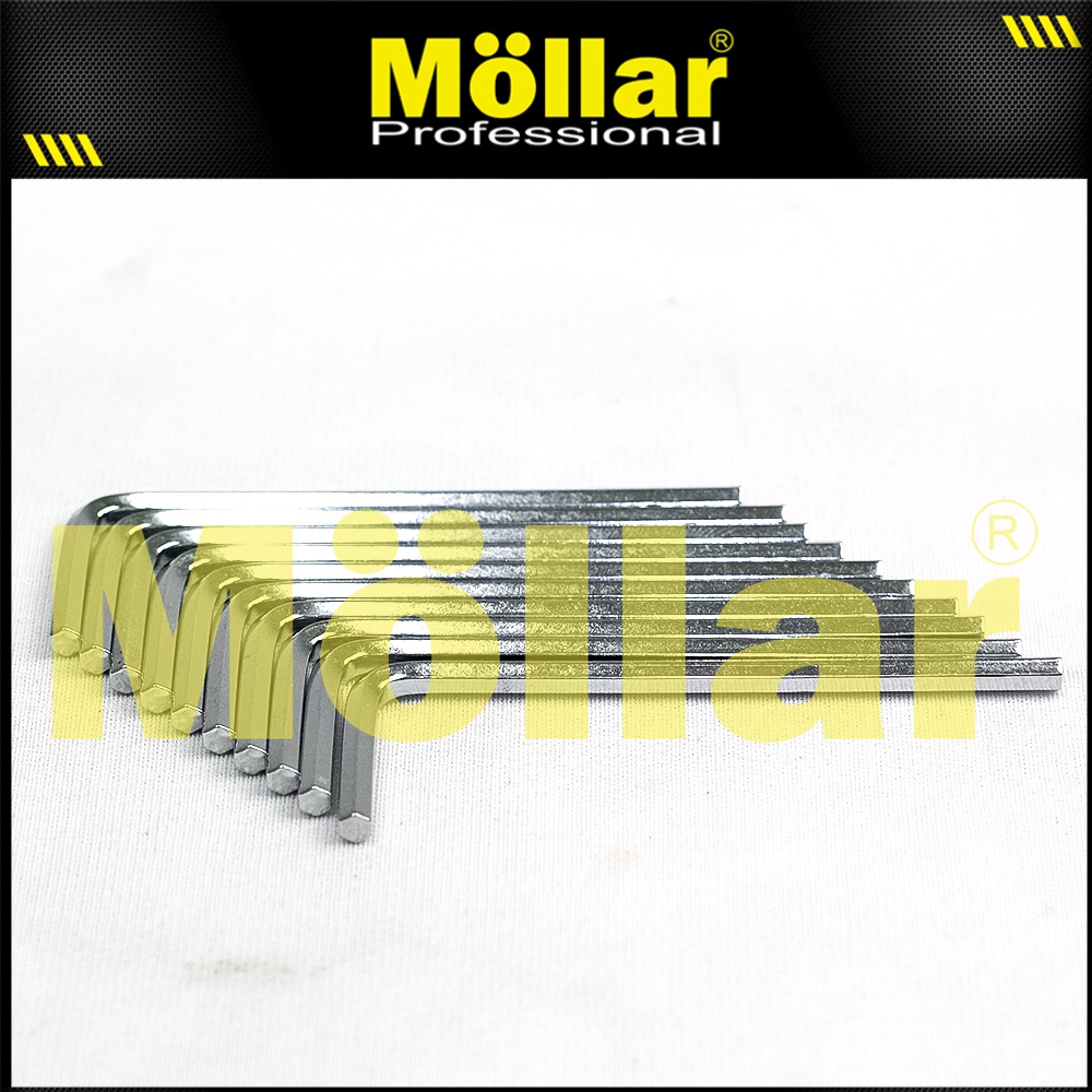 MOLLAR Set 10 pc Kunci L Pendek 3 mm Flat Hex Key Short Hexagon Wrench Original