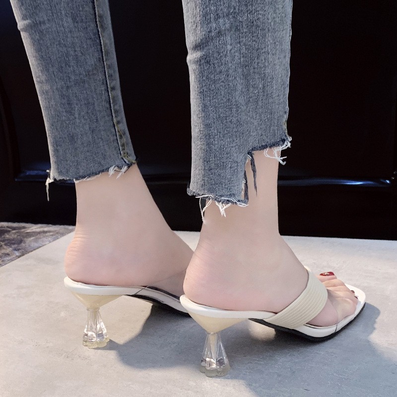 Sepatu Wanita Heels Hak 137 TRANSPARAN SILANG Wanita Sepatu Impor